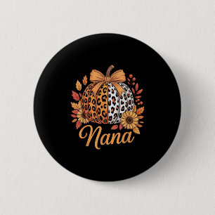Nana Thanksgiving Leopard Pumpkin Sunflower Coquet 6 Cm Round Badge