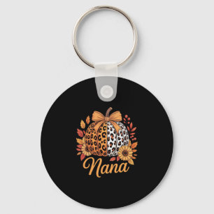 Nana Thanksgiving Leopard Pumpkin Sunflower Coquet Key Ring