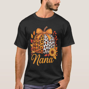 Nana Thanksgiving Leopard Pumpkin Sunflower Coquet T-Shirt