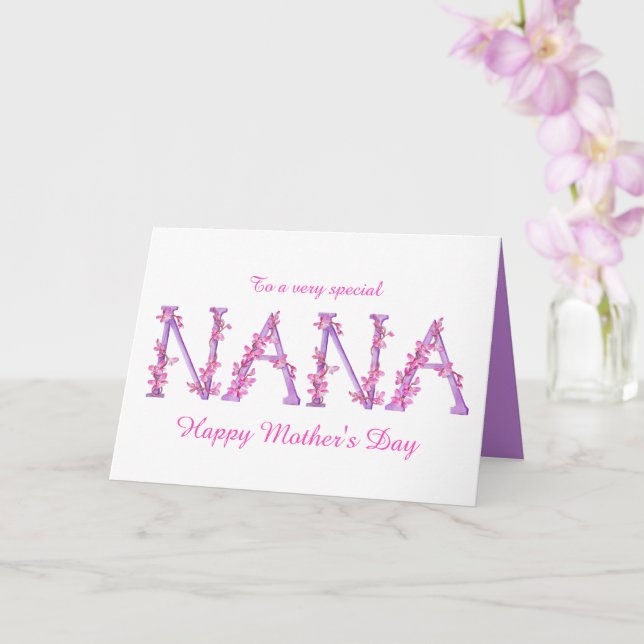 Nana watercolor Orchid custom Mothers day Card (Orchid)