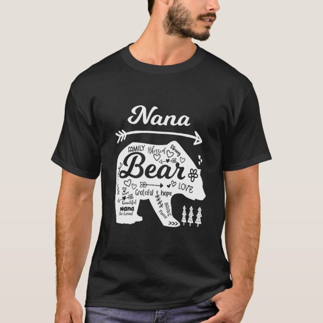 Nana Words Of Love Bear With Doodle S Grandma T-Shirt (Front)