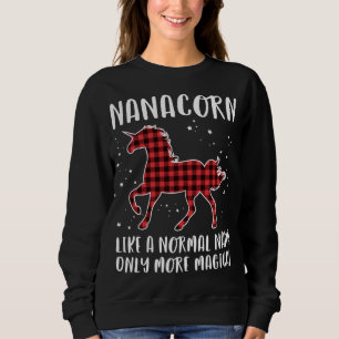 Nanacorn Buffalo Plaid Unicorn Matching Christmas Sweatshirt