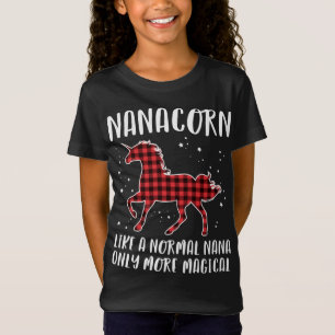 Nanacorn Buffalo Plaid Unicorn Matching Christmas T-Shirt