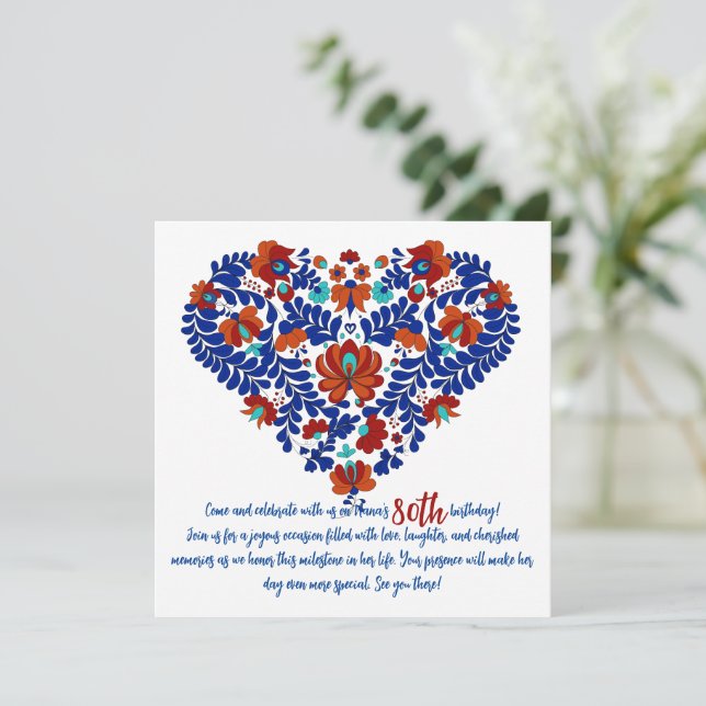 Nana's 80th Birthday / Hungarian Rustic Matyo  Save The Date (Standing Front)