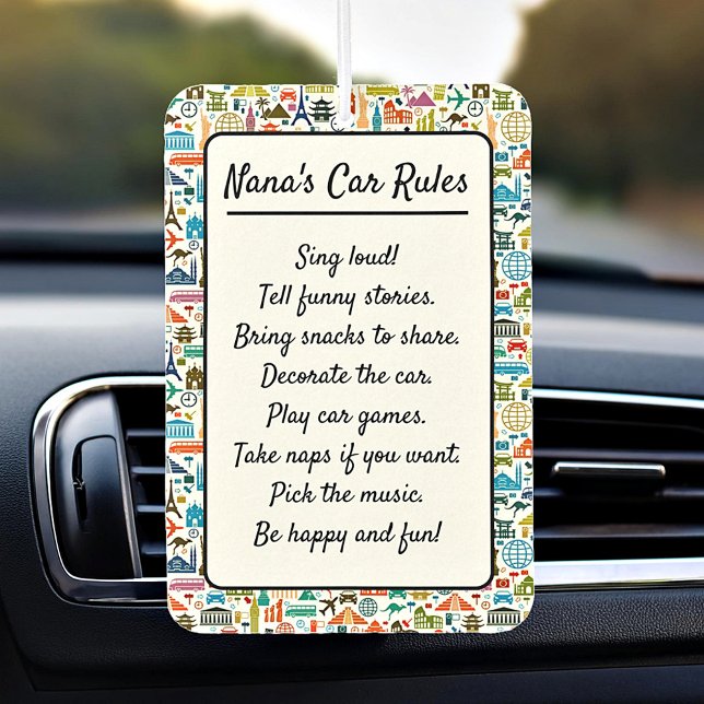 Nana's Car rules (Or your own) custom Car Air Freshener (Creator Uploaded)
