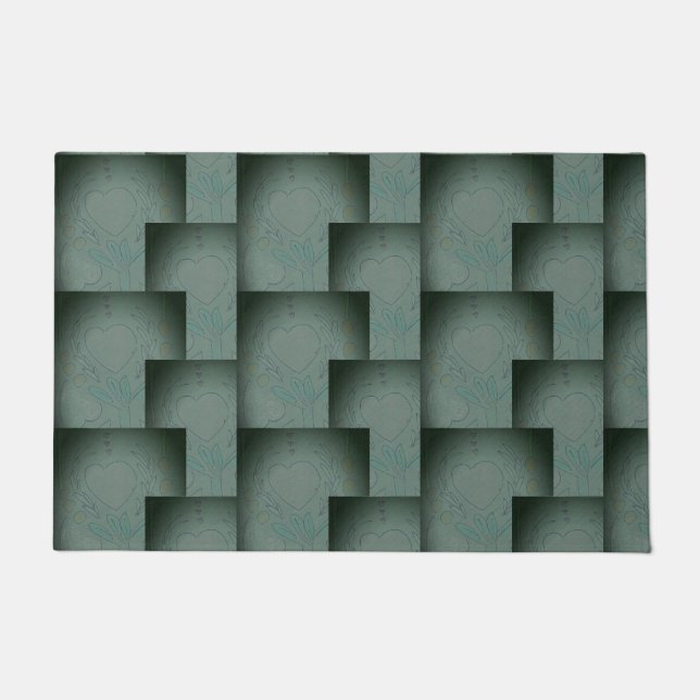 Nana's Hearts  (Black & Grey) Doormat (Front)