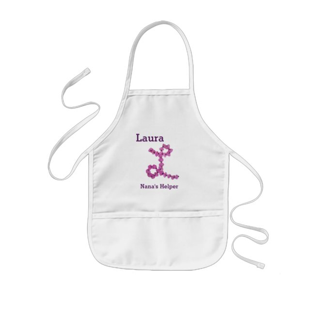 Nanas Helper Pink Flower Letter L Floral Monogram Kids Apron (Front)