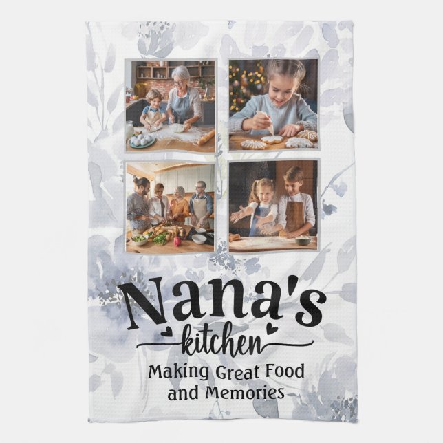 Nana's kitchen custom photos tea towel (Vertical)