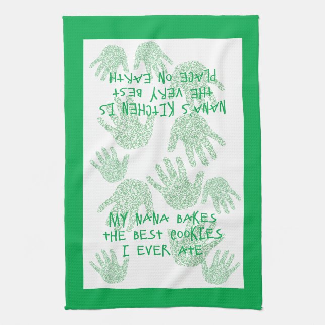 Nana's kitchen Green Grandmother gift Tea Towel (Vertical)