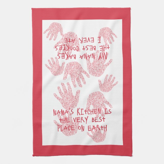 Nana's kitchen Red  Grandmother gift Tea Towel (Vertical)