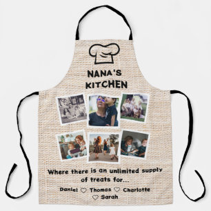 Nana's Kitchen With Custom 6 Photos & Names Apron