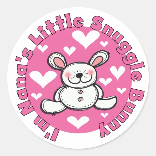 Nana's Little Snuggle Bunny Classic Round Sticker (Front)