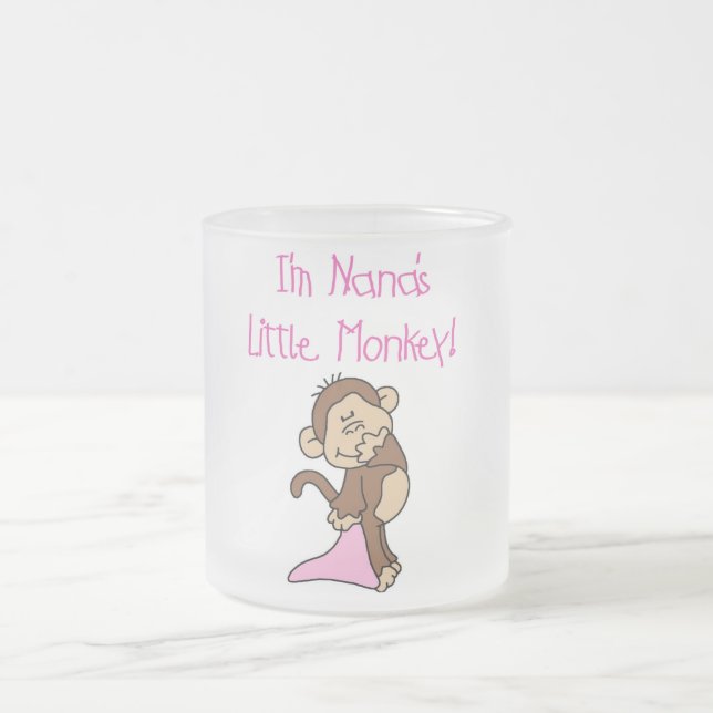 Nana's Monkey - Pink T-shirts and Gifts Frosted Glass Coffee Mug (Center)