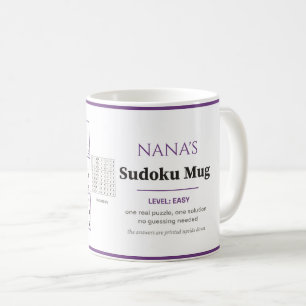 Nana's Sudoku Easy Real Puzzle Personalized Coffee Mug