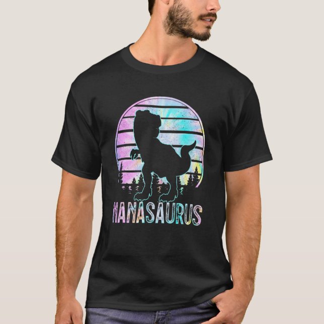 Nanasaurus Rex Dinosaur Nana Saurus Tye Die Matchi T-Shirt (Front)