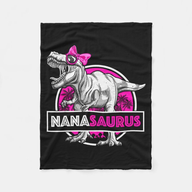 Nanasaurus T-rex Matching Funny Grandma Saurus Din Fleece Blanket (Front)