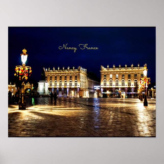 Nancy, France at Night Poster (Front)