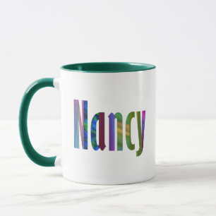 "Nancy" Name in Fun and Bright Colourful Letter Ar Mug