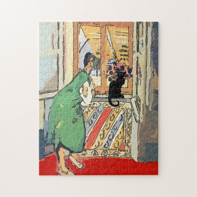 Nancy with Black Cat Jigsaw Puzzle (Vertical)