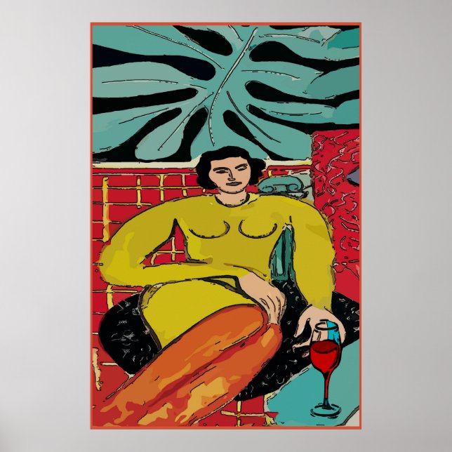 Nancy with wine and ferns Poster (Front)