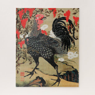 Nandina and Rooster Illustration by Ito Jakuchu Jigsaw Puzzle