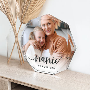 Nanie We Love You   Grandma Script Overlay Photo Block