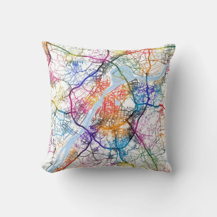 Nanjing China City Map Cushion