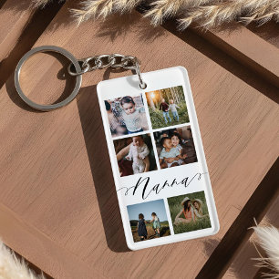 Nanna Script   Grandchildren Photo Grid Collage Key Ring
