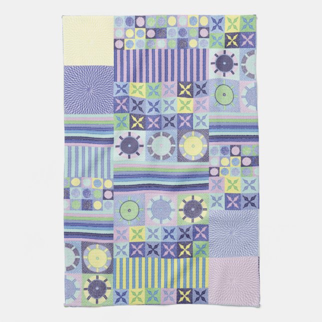 Nanna's Pretty Faux Knit Crochet Blanket Pattern Tea Towel (Vertical)