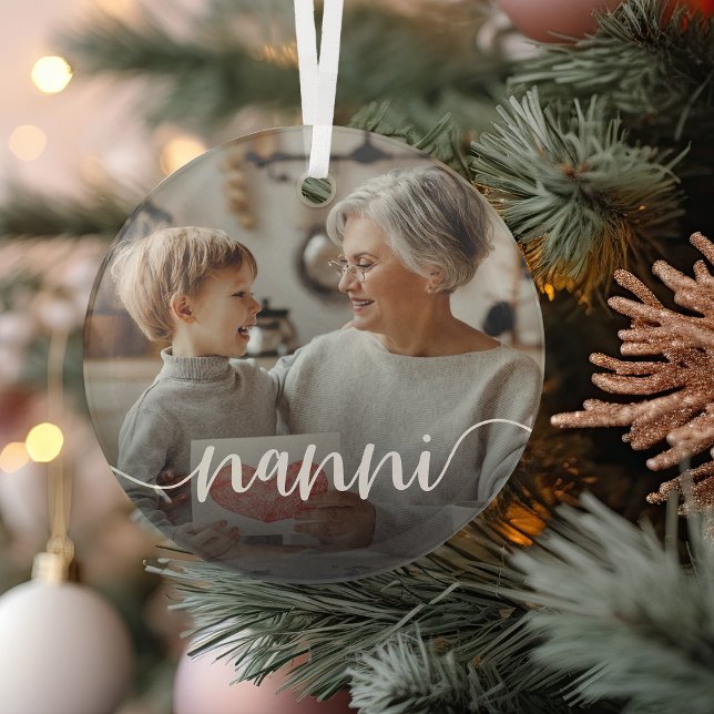Nanni Grandma Script Overlay Glass Tree Decoration (Creator Uploaded)