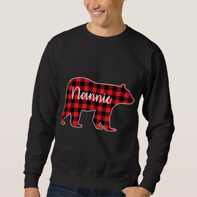 Nannie Bear Red Plaid Family Matching Christmas Pa Sweatshirt (Front)