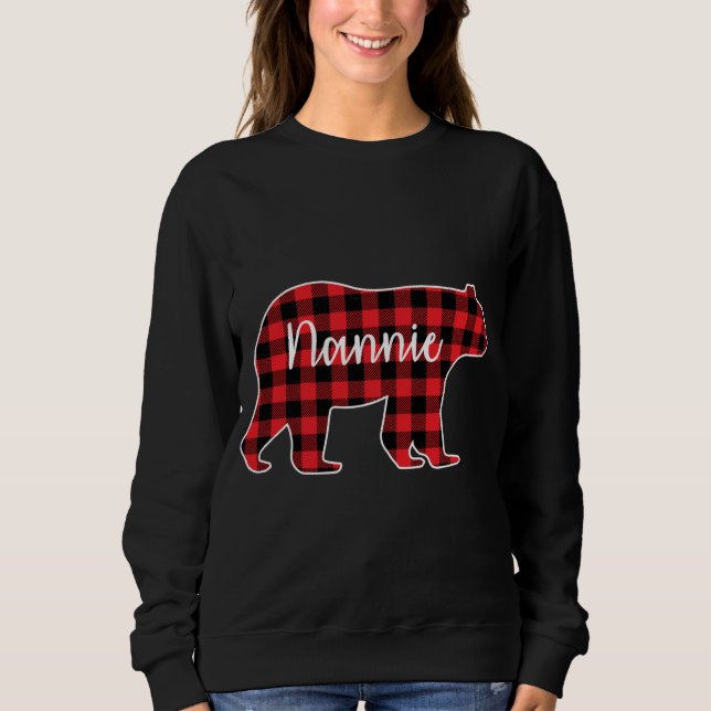 Nannie Bear Red Plaid Family Matching Christmas Pa Sweatshirt (Front)