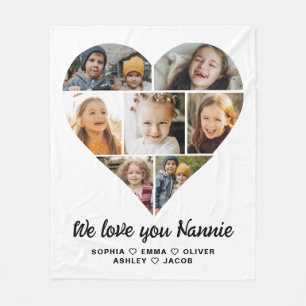 Nannie We love you 7 photo collage Fleece Blanket