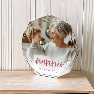 Nannie We Love You   Grandma Script Overlay Photo Block