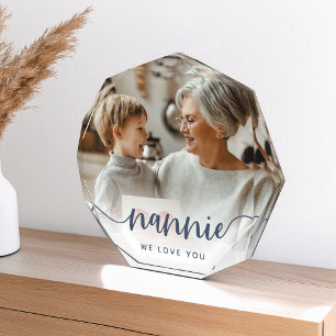 Nannie We Love You Grandma Script Overlay Photo Block