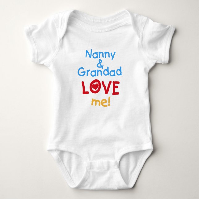 Nanny and Grandad Love Me Baby T-Shirt Bodysuit (Front)