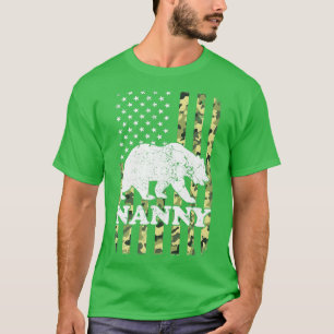 Nanny Bear Camping Hiking Camouflage USA American T-Shirt