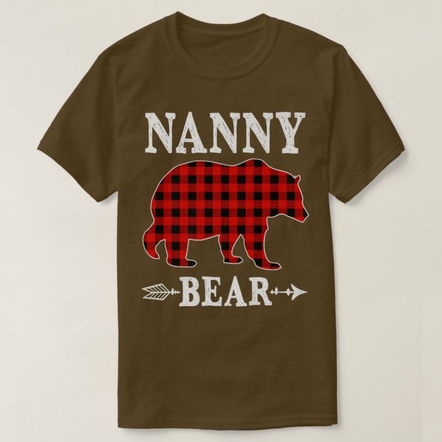 Nanny Bear Christmas Pajama Red Plaid Buffalo Fami T-Shirt (Design Front)