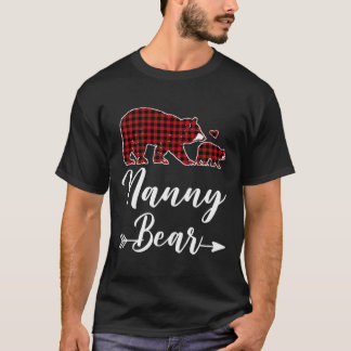Nanny Bear Christmas Pajama Red Plaid Matching Fam T-Shirt