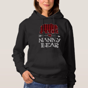 Nanny Bear Christmas Xmas Pajama Red Plaid Buffalo Hoodie