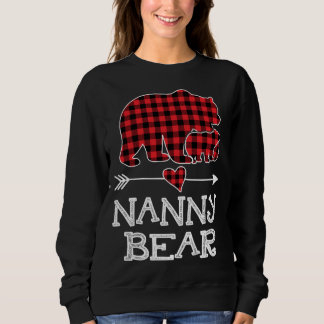 Nanny Bear Christmas Xmas Pajama Red Plaid Buffalo Sweatshirt