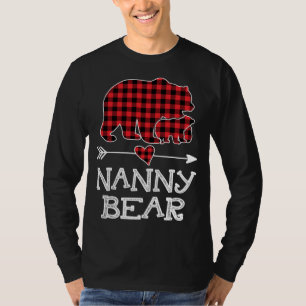 Nanny Bear Christmas Xmas Pajama Red Plaid Buffalo T-Shirt