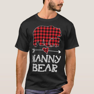Nanny Bear Christmas Xmas Pajama Red Plaid Buffalo T-Shirt