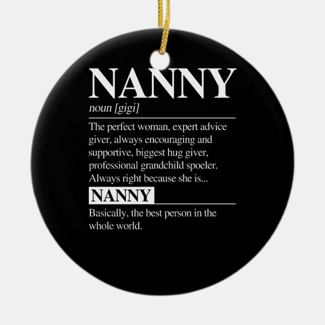 Nanny Definition Grandma Mother Day Gifts Women Ceramic Tree Decoration (Front)