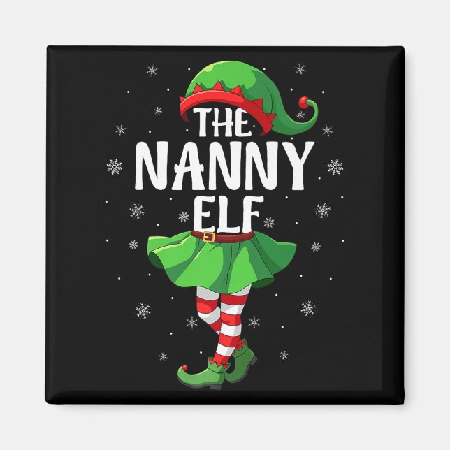 Nanny Elf Christmas Girls Women Elf Squad Xmas Fam Magnet (Front)