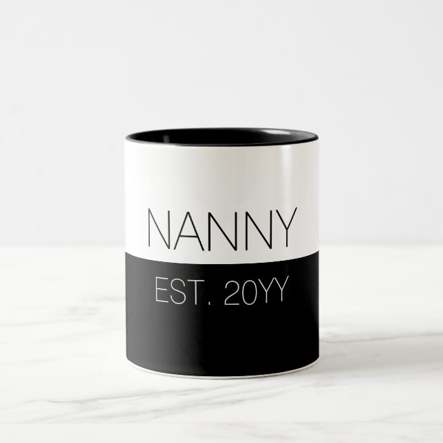 Nanny Established | Elegant Gifts For Grandma Two-Tone Coffee Mug (Center)
