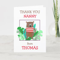 Nanny Name Cute Bear Leaves