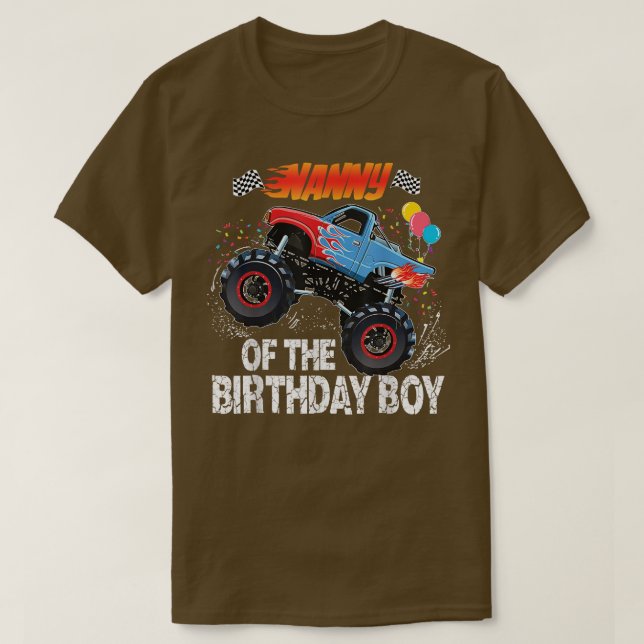 Nanny of the Birthday Boy Monster Truck Matching F T-Shirt (Design Front)