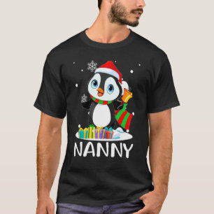 Nanny Penguins Santa Hat  Christmas Matching Famil T-Shirt