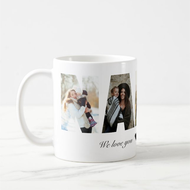Nanny Photo Collage Gift for Grandma Coffee Mug (Left)